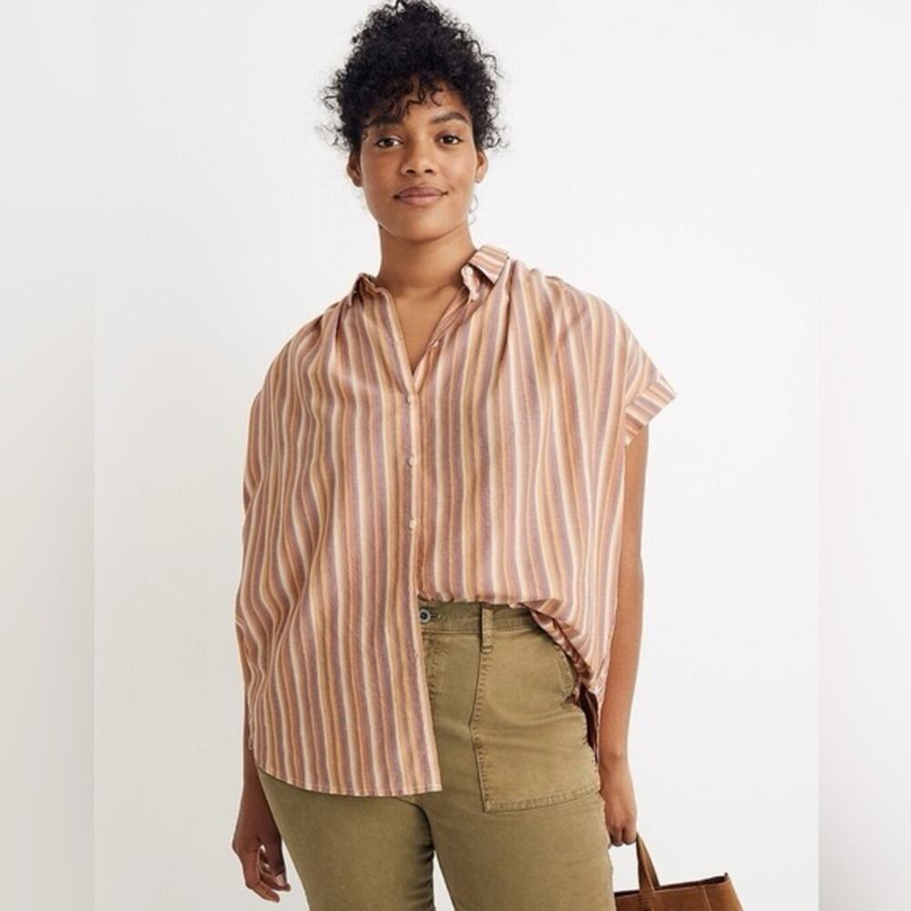 Madewell Central Shirt Button Down Rainbow Stripe Pattern Size Small